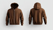 © Mehran - Two brown zipper hoodies displayed front and back. Perfect for showcasing fashion products, clothing stores, or casual wear advertisements.