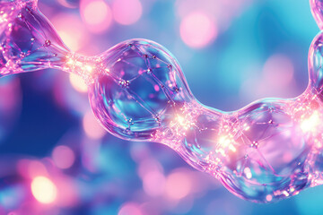 Poster - Abstract representation of interconnected nodes, glowing with vibrant pink and blue hues, resembling a complex network.