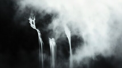 Wall Mural - black and white photo of a smoky waterfall