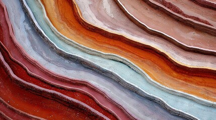 Wall Mural -  A close-up of multicolored and sized rock layers stacked on top of each other in a rock formation