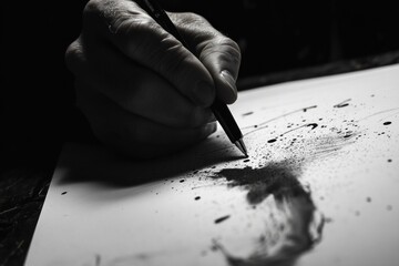 Leinwandbilder - Creating intricate art using ink and shadows on a white canvas in a dimly lit environment. Generative AI