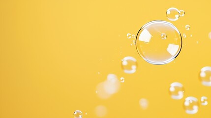 Wall Mural - a yellow surface has a droplet of water on it with bubbles underneath