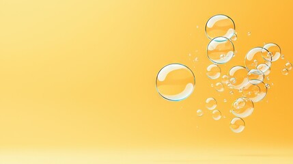 Wall Mural - a cluster of bubbles floats in the sky against a sunny backdrop, with a single droplet of water rest
