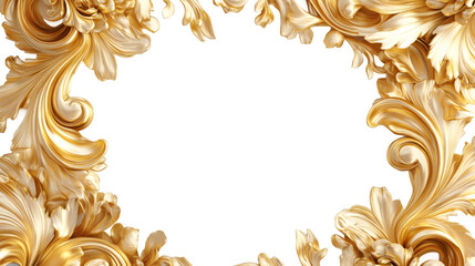 Aufkleber - Swirling golden baroque frame with transparent background, perfect for adding a touch of elegance to any design