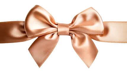 Aufkleber - Peach grosgrain bow knotting wide ribbon, resting against transparent backdrop, highlighting decorative accessory for celebratory styling