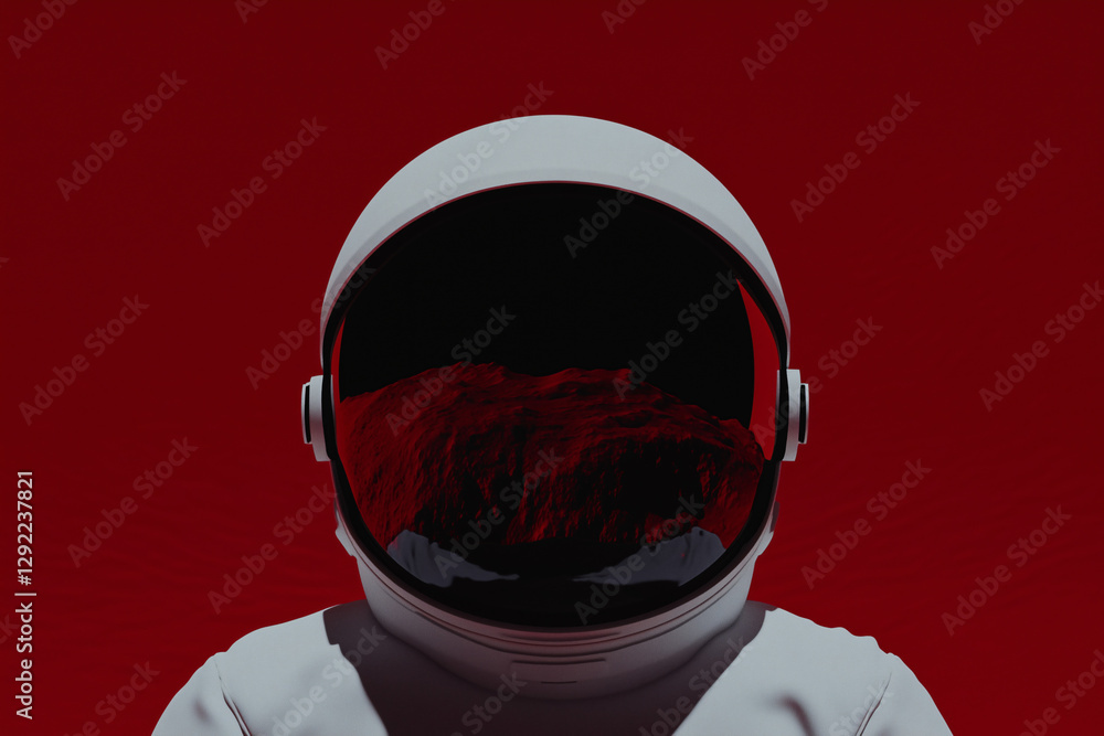 Astronaut and Alien Landscape: An astronaut in a stark white space suit ...