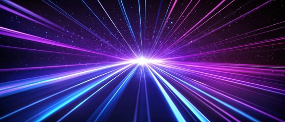 Wall Mural - abstract hyper speed light trails with blue and purple neon glow, creating a futuristic and dynamic 