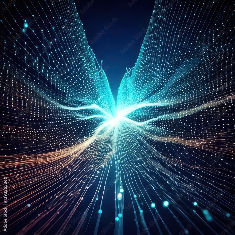 Futuristic digital background with glowing neural network connections ...