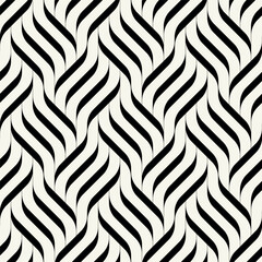 Seamless pattern with geometric waves. Endless stylish texture. Ripple monochrome background. Linear weaved grid. Thin interlaced swatch.