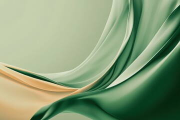 Aufkleber - Elegant flow of green and yellow fabric with soft curves and gentle draping in a minimalist setting. Generative AI
