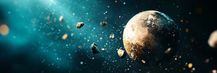 Wall Mural - a planet with a lot of debris surrounding it