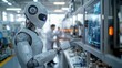 © Krzysztof - Ai integration in manufacturing humanoid robot collaborates with workers
