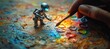 © Krzysztof - Ai and humanity unite a robot artist on a humans hand
