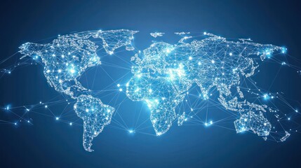 Wall Mural - Global network connection, digital world map