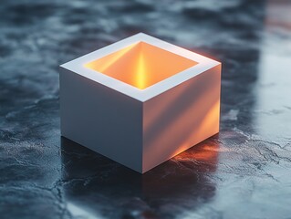 3D Rendering of Open White Box on Dark Reflective Surface for Business Branding and Mock Up