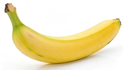 Single Ripe Banana on White Background