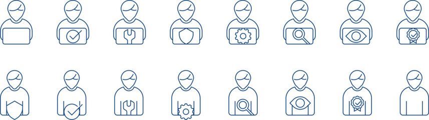 User Interface Icons: Technology Support, Security, and Verification Set