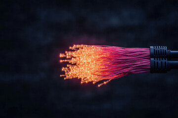 A wire with a bright orange glow is shown