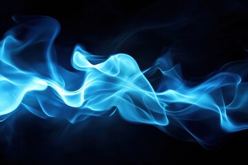 Wall Mural - Bright blue gas flame producing vivid light and dynamic movement in a dark environment. Generative AI