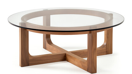 Wall Mural - A wooden coffee table with a glass top