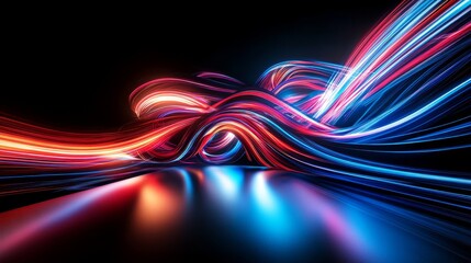 Wall Mural - smoothly flowing light trails in captivating shades of blue and red generate an energetic and abstra