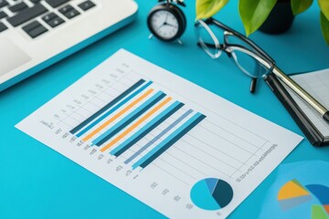 Leinwandbilder - Comparison of low sales with strong growth in bar chart representing business performance over time. Generative AI