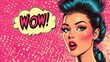 © gankevstock - Bold pop art woman expressing surprise with vibrant colors and dynamic speech bubble in retro style