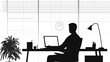 © sadad - Silhouette of person working at office desk