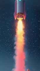 Wall Mural - Vertical video animation rocket launch to the space, concept and exploration idea