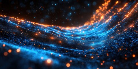 Aufkleber - Futuristic Digital Landscape Abstract Cyberpunk Design with Neon Lines Patterns and High Contrast Background