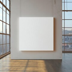 Leinwandbilder - Minimalist White Canvas Mockup in Bright Gallery Space