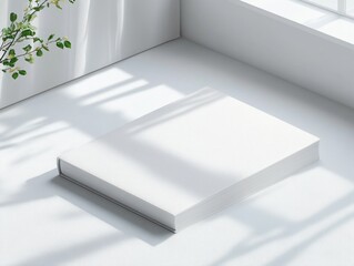 Poster - Minimalist White Book with Bookmark Mockup in Scandinavian Design