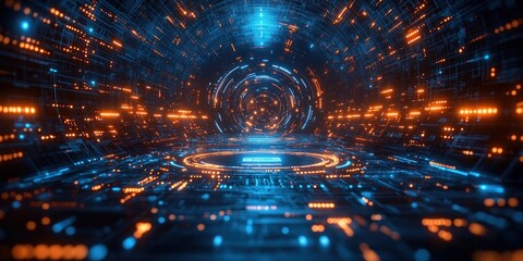 Aufkleber - Futuristic Technology Background Abstract Circuit Design Geometric Shapes Soft Lighting Illustration
