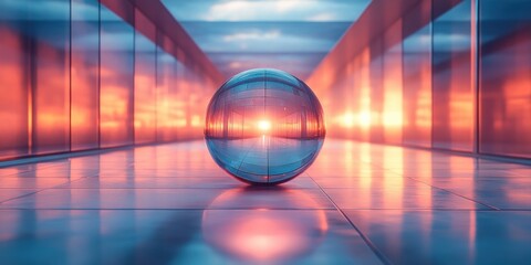 Poster - Abstract Technology Design with Spherical Object, Modern Geometric Shapes, and Soft Lighting