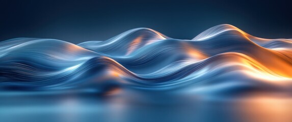 Fototapete - Futuristic Abstract Design with Blue Curves and Gradient Light for Modern Wallpaper and Banner