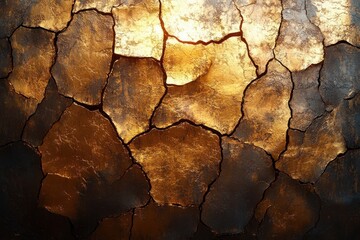 Aufkleber - Abstract Gold Background with Glossy Texture and Sharp Cracks for Luxury Wallpaper and Modern Design