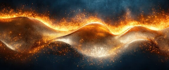 Fototapete - Gold Wave Pattern with Sharp Edges and Dramatic Lighting for Luxury Abstract Background and Modern Design