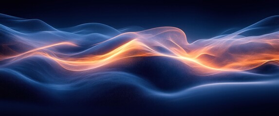 Fototapete - Futuristic Abstract Blue Wave Design with Light Effects and Smooth Curves for Digital Backgrounds and Banners
