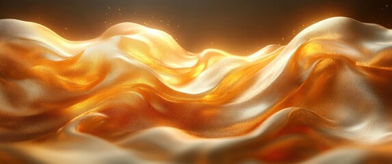 Aufkleber - Luxury Gold Abstract Background with Smooth Waves and Glowing Light for Modern Wallpaper and Graphic Design