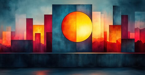 Poster - Modern Abstract Geometric Shapes Composition Technology Design with Soft Ambient Lighting