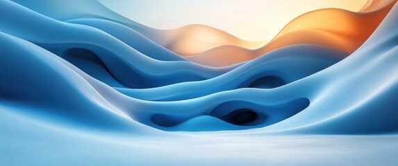 Poster - Futuristic Abstract Blue Gradient Design Dynamic Wave Flow Light Effect Minimal Graphic