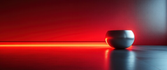 Poster - Futuristic Red Gradient Background with Metallic Lines and Light Effects for Modern Graphic Design