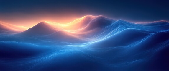 Leinwandbilder - Blue Gradient Background Luxury Abstract Vector Graphic Design with Gold Light Effect Modern Illustration for Wallpaper and Banner