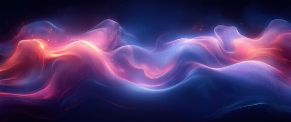 Poster - Digital Wave Pattern in Blue and Purple with Glowing Light Effects for Technology and Network Background