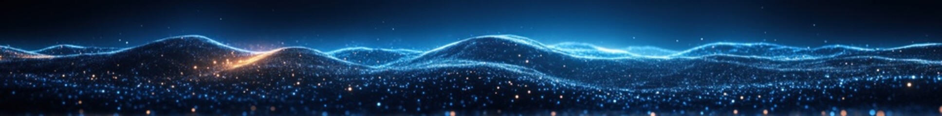 Poster - Futuristic Digital Landscape with High Tech Network Connections in Neon Blue Abstract Design
