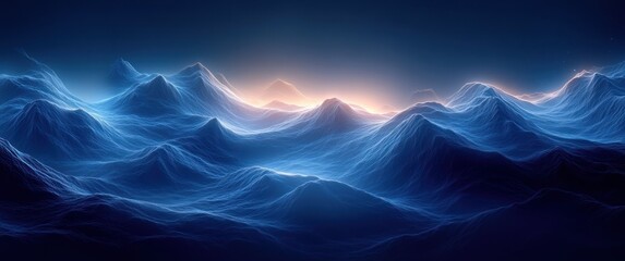 Aufkleber - Geometric Abstract Background with Deep Blue Tones, Layered Shapes and Ambient Light for Digital Technology and Modern Design