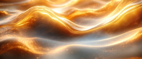 Leinwandbilder - Luxury Gold Background with Smooth Flowing Curves and Gentle Light Effects for Elegant Modern Design