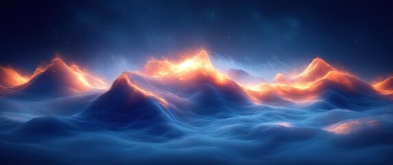 Poster - Futuristic Abstract Design with Deep Blue Geometric Shapes and Soft Glow for Technology Background