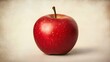 © zen - Minimalist image of a single red apple on a plain background, with crisp focus highlighting its natural texture
