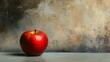 © zen - Minimalist image of a single red apple on a plain background, with crisp focus highlighting its natural texture